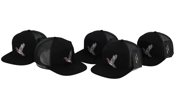 AF Waterfowl Flying Wood Duck Black 7 Panel Hat Trucker