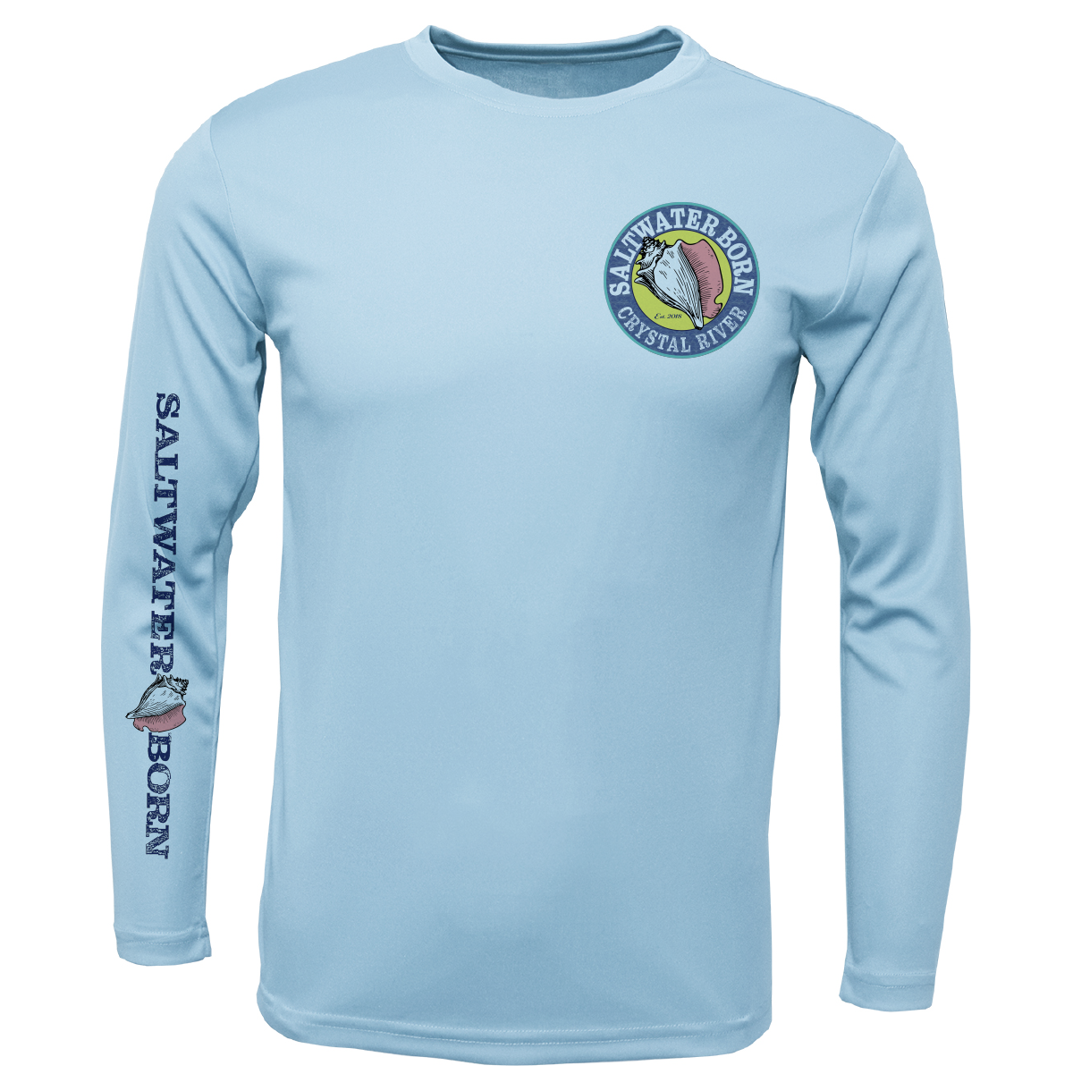 Crystal River, FL Scallop Men's Long Sleeve UPF 50+ Dry-Fit Shirt