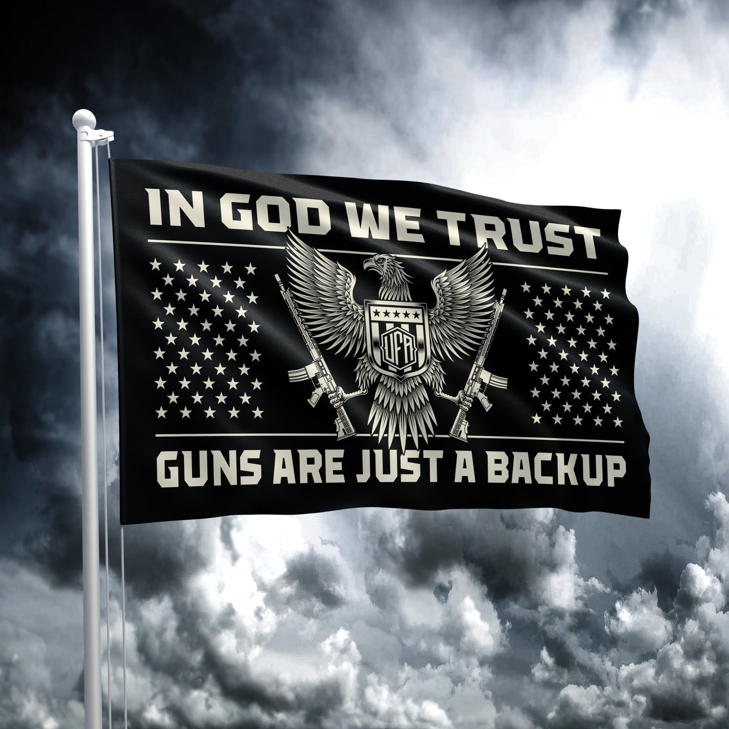 In God We Trust Guns Are Just a Backup - Flag