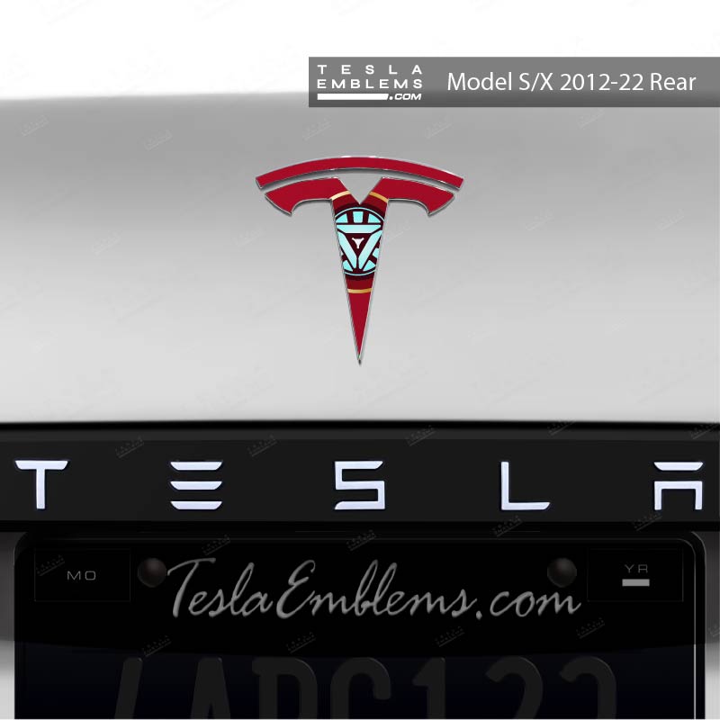 Iron Man Tesla Emblem Decals (Front + Back) | Model X