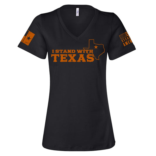 I Stand With Texas T-Shirt (Women's V-Neck)