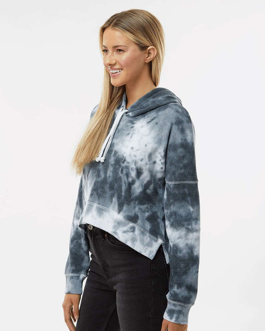 Black Tie-Dye Women's Crop Hooded Sweatshirt