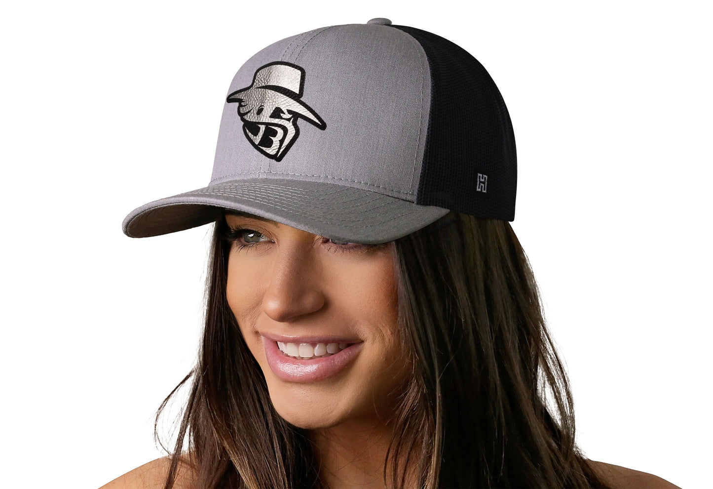JBR Silver Logo | Gray Black Metallic Leather Snapback