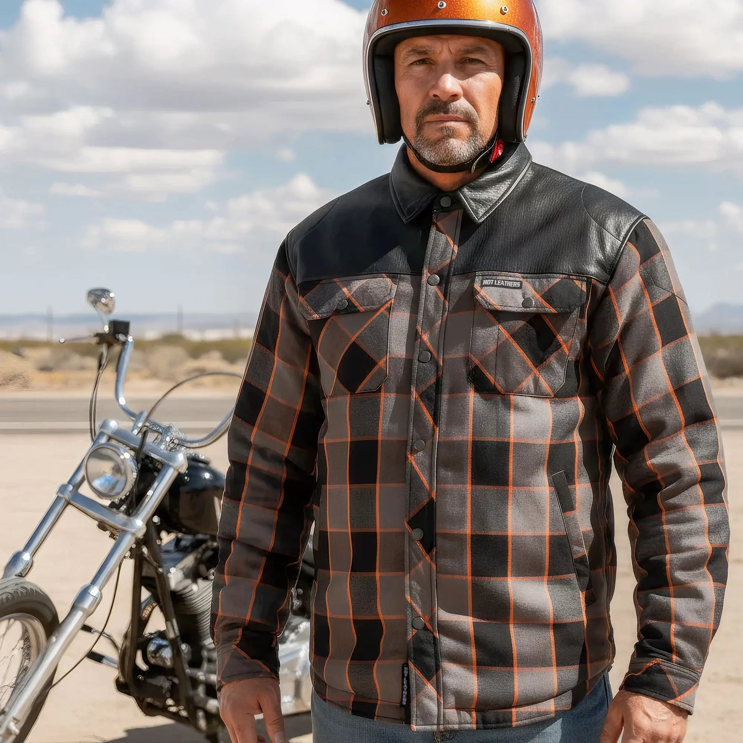 Hot Leathers Men's 'Hellride' Multi/Color Cotton Flannel Shirt - Button Front - Riding Protective Wear - JKM3202