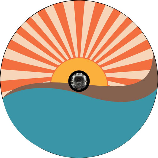 Vintage Retro Sun Rays on the Water
