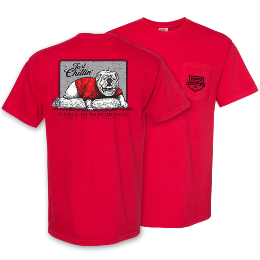 Just Chillin Bulldog - Comfort Color Pocket