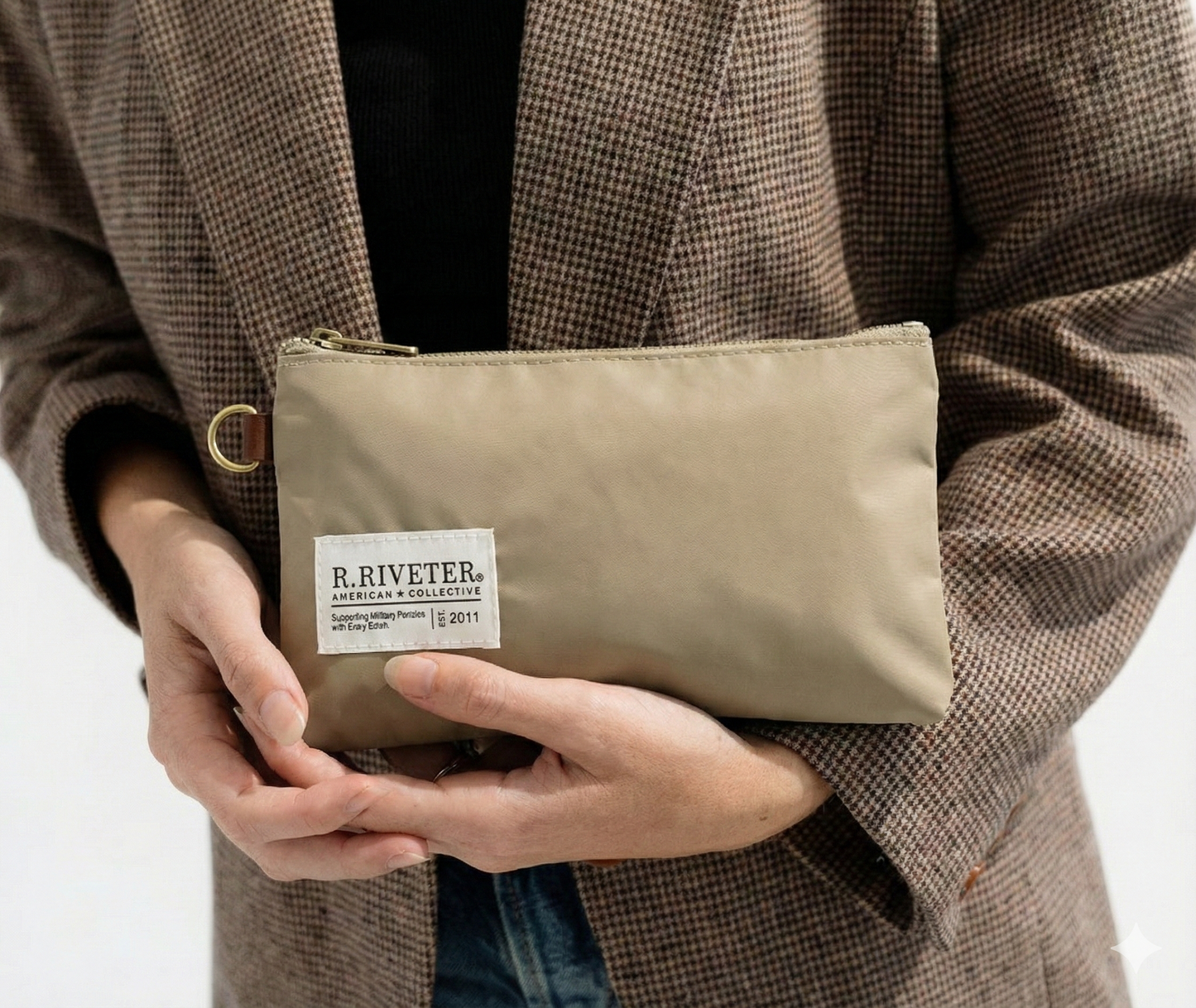 Lucy Zipper Pouch | Khaki Nylon