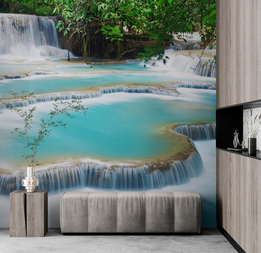 Kuang Si Thailand Waterfall Wallpaper Mural. #6041