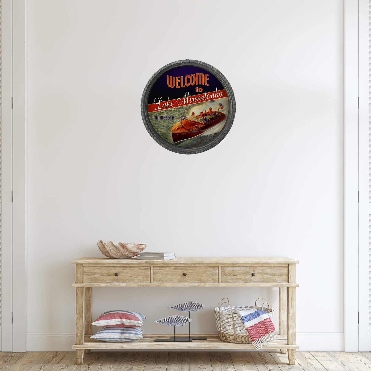 Red, White, and Blue Boaters - LED Barrel End Wall Art