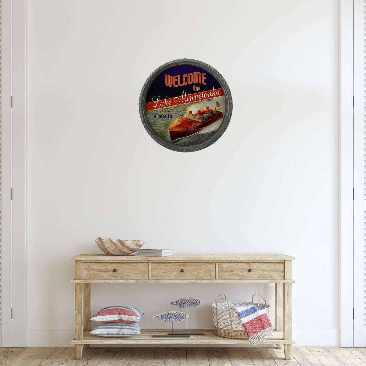 Red, White, and Blue Boaters - LED Barrel End Wall Art