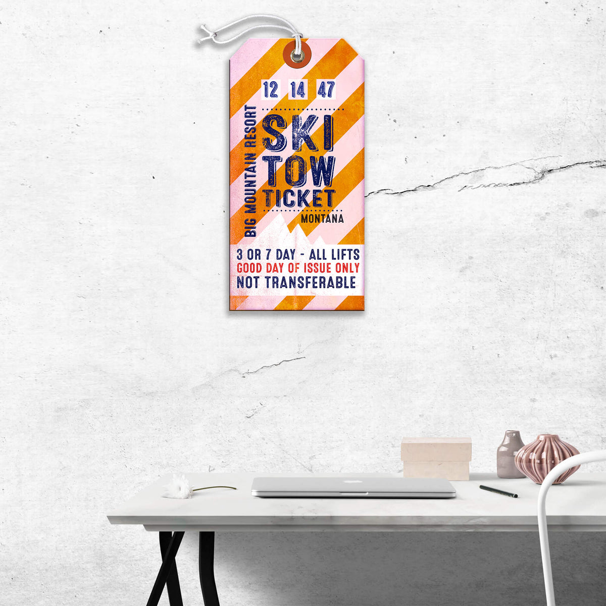 Striped Ski Tow Ticket - Luggage Tag