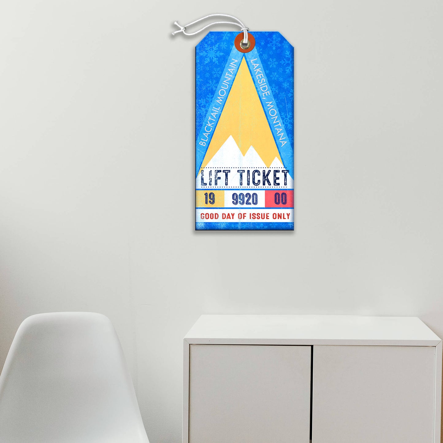 Blue and Yellow Ski Lift Ticket - Luggage Tag