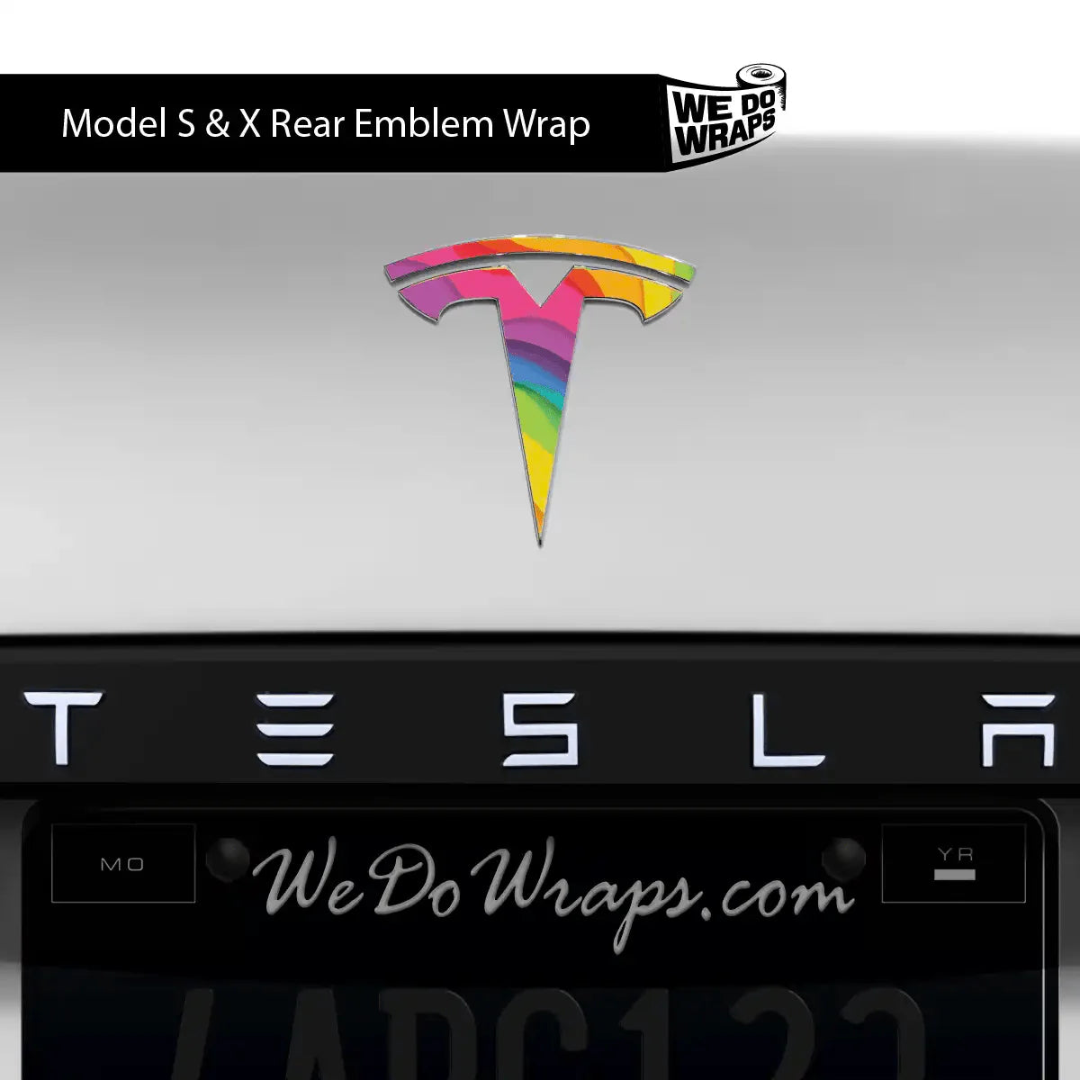 Layered Rainbow Tesla Emblem Decals (Front + Back) | Model S