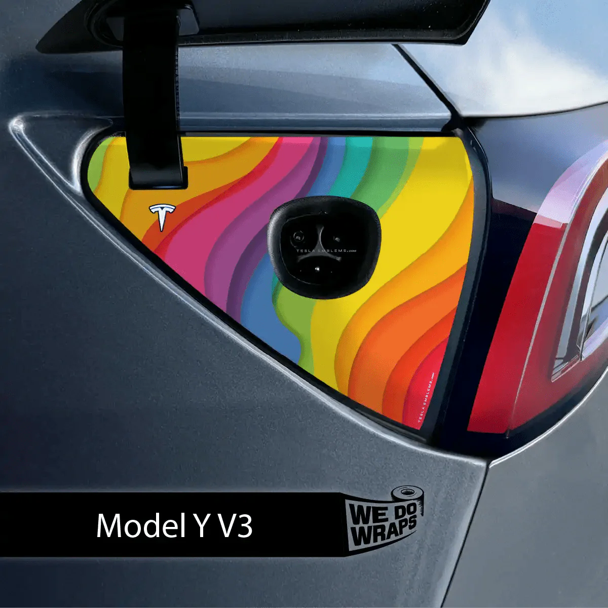 Layered Rainbow Tesla Charge Port Wrap | Model Y