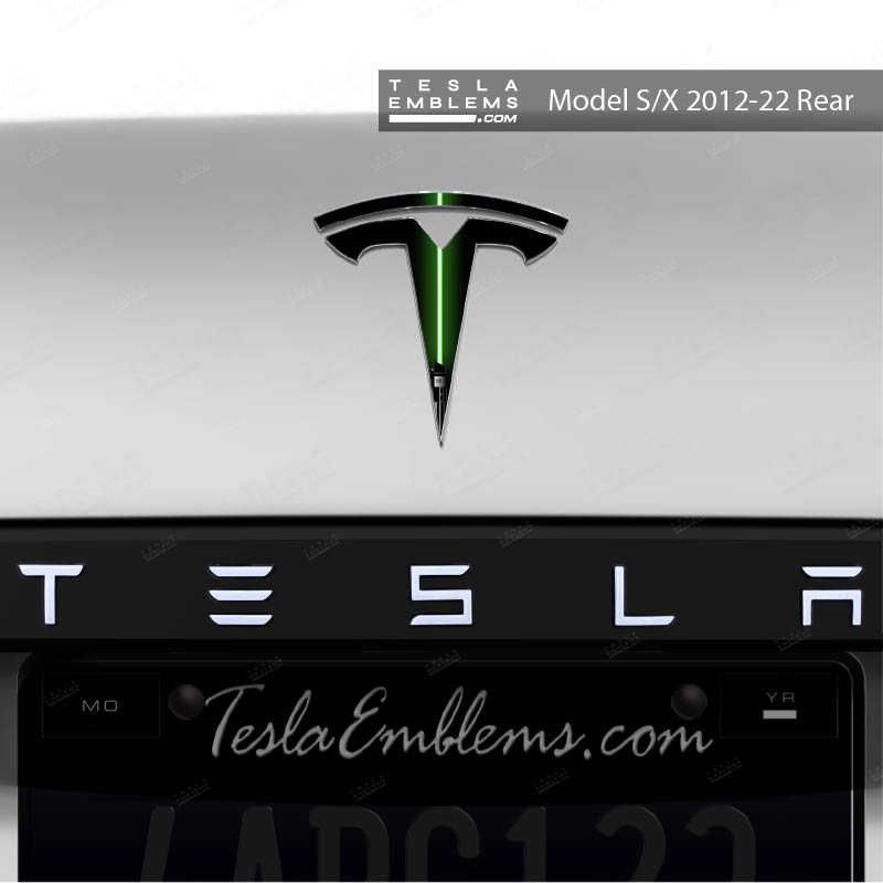 Green Lightsaber Tesla Emblem Decals (Front + Back) | Model X