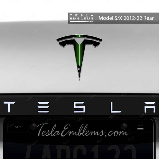 Green Lightsaber Tesla Emblem Decals (Front + Back) | Model S