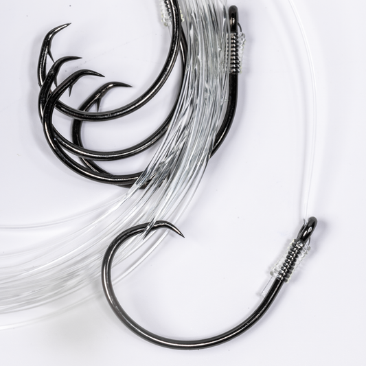 BlacktipH Mustad Live Bait Rigs with 5/0 Black Nickel Circle Hook and Premium Rosco Swivel - Small 5 Pack