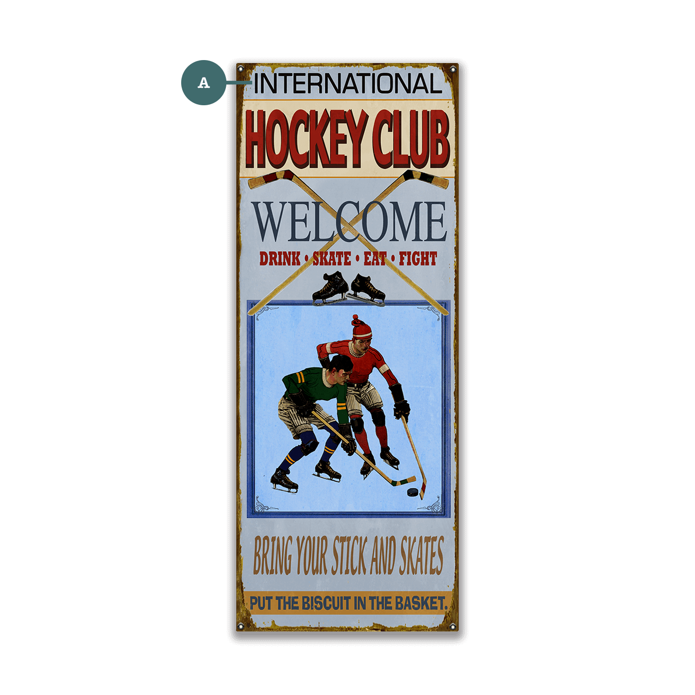 Hockey Club - Wood & Metal Wall Art