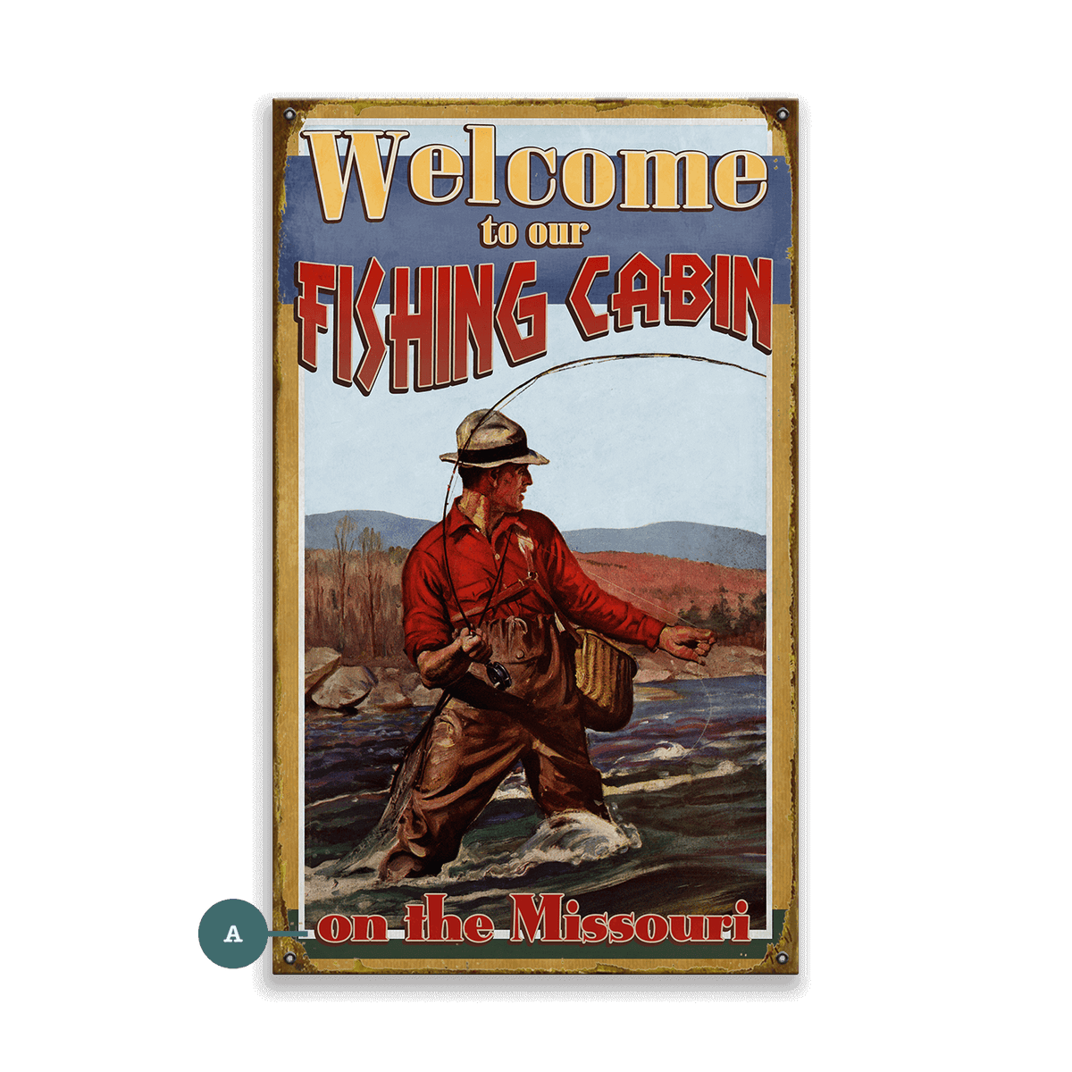 Welcome to our Fishing Cabin - Wood & Metal Wall Art