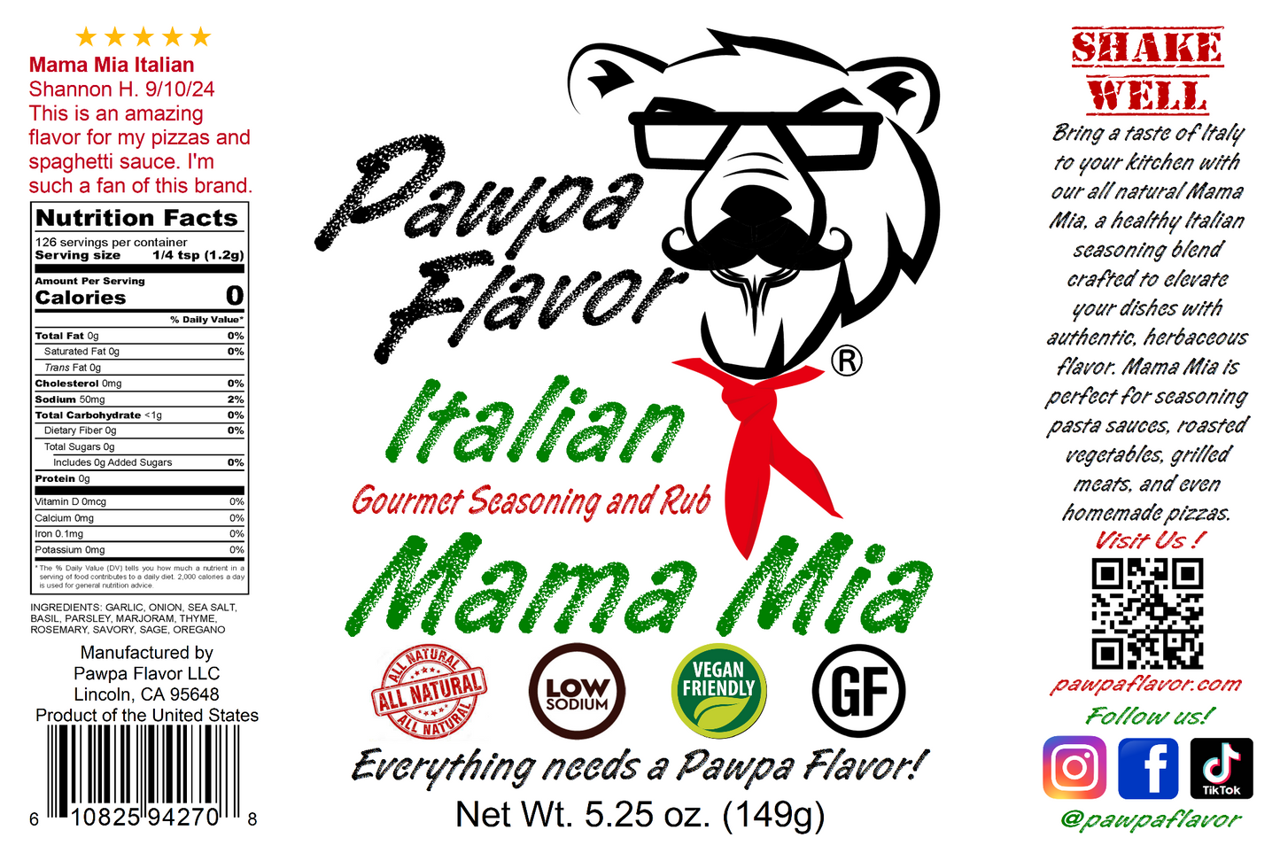 Pawpa Flavor Mama Mia Italian Seasoning