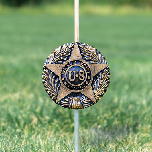 WWI Veteran Grave Marker & Flag Holder with Aluminum Ground Spike | Made in USA