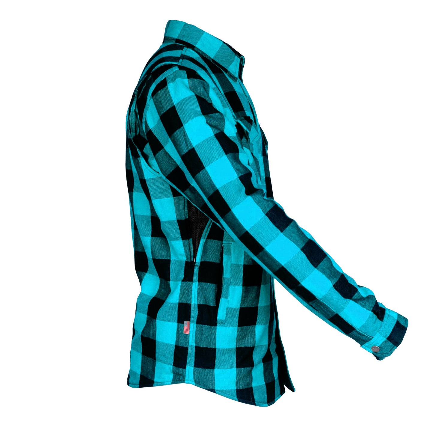Protective Flannel Shirt - Aqua Blue Checkered