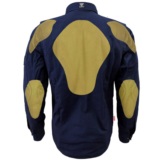 Protective Canvas Jacket for Men - Navy Blue Solid with Pads