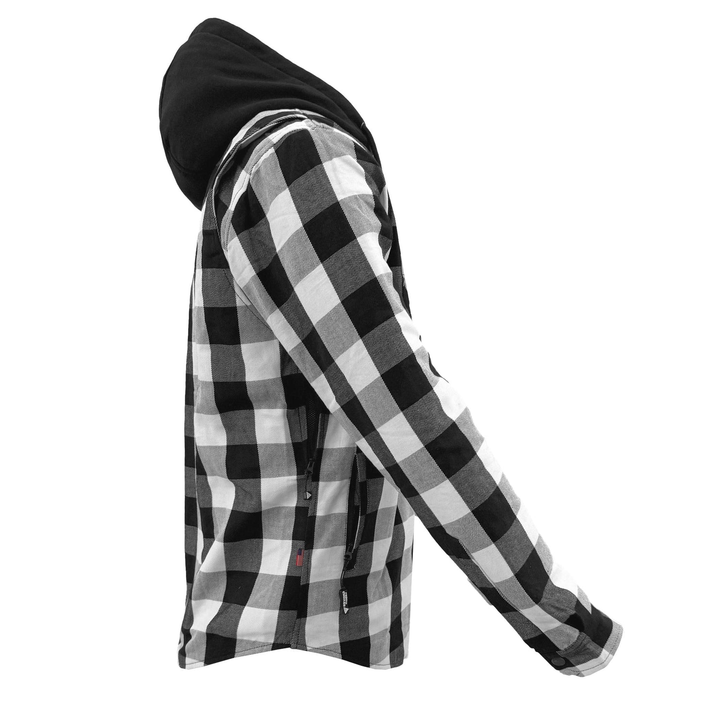 Protective Flannel Hoodie For Men - Black and White Checkered with Pads