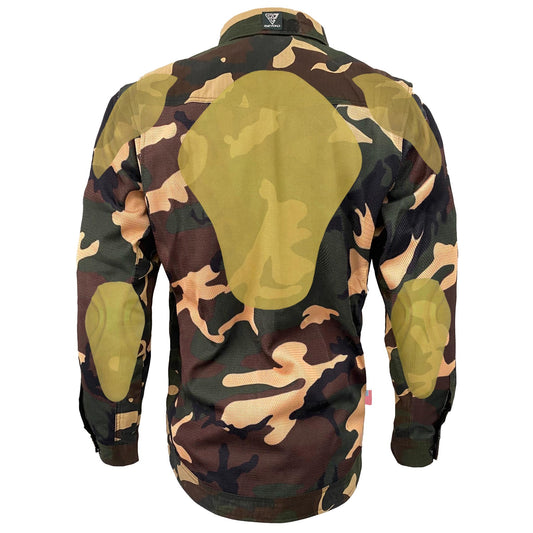 Summer Mesh Protective Camouflage Shirt "Knight Hawk" - Dark Color with Pads