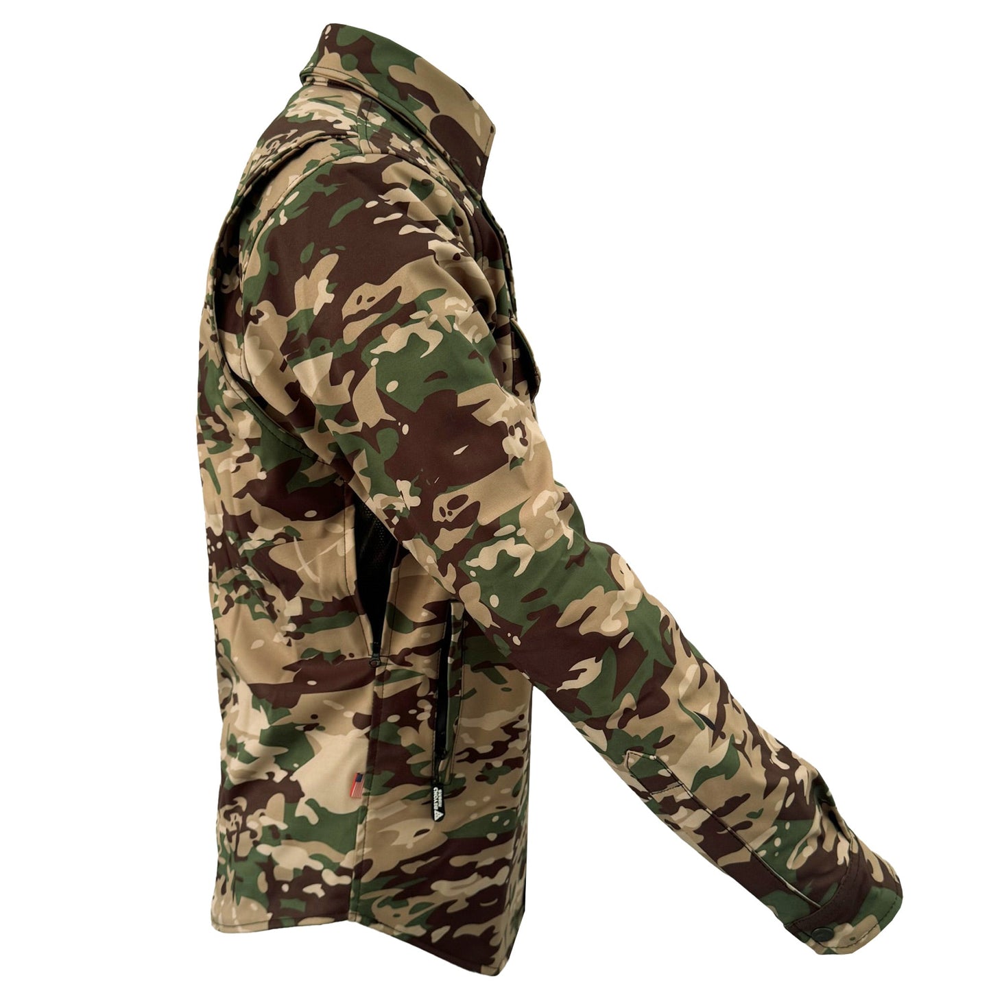 Protective SoftShell Winter Jacket for Men - Camouflage Delta Four with Pads