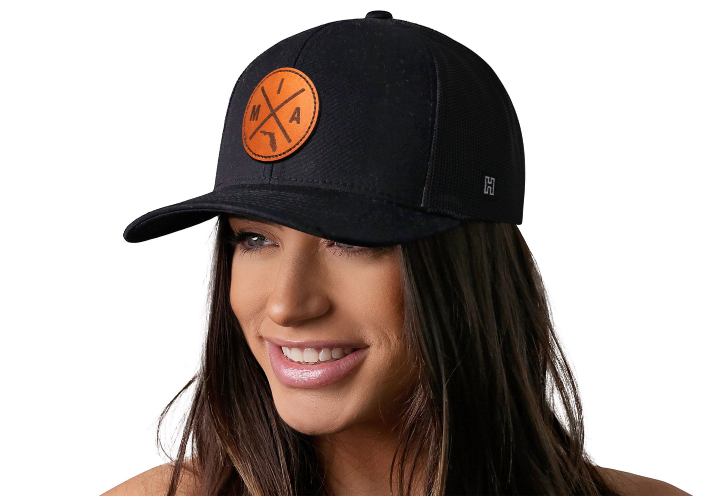 Miami Trucker Hat Leather | Black MIA X Snapback