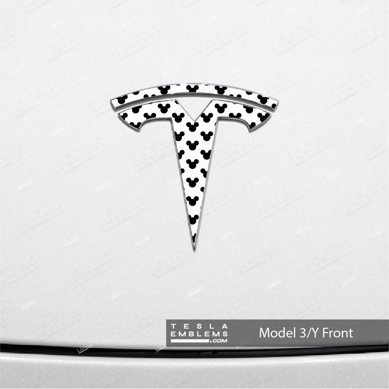 Mickey-Dots Tesla Emblem Decals (Front + Back) | Model 3