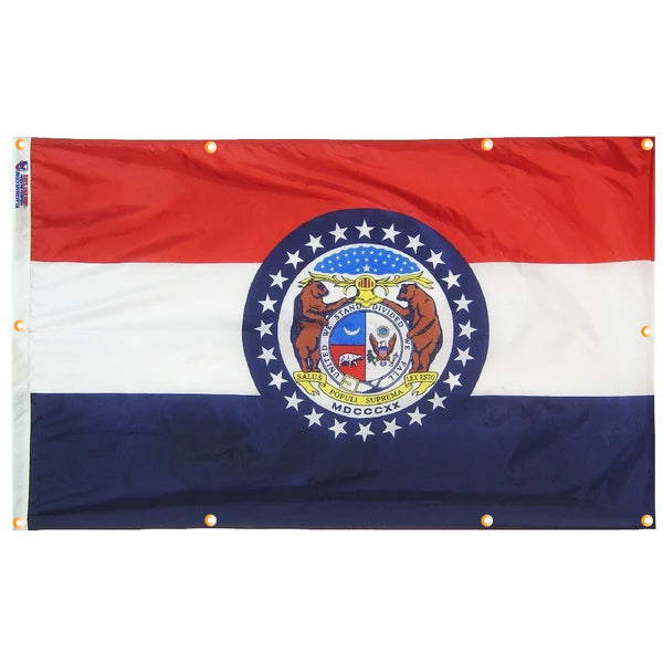 Missouri Flag with Grommets Along the Edges for Wall Hanging