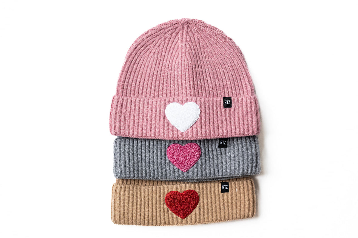 Terry Heart Patch Beanie