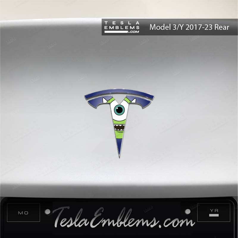Monsters Inc Mike Tesla Emblem Decals (Front + Back) | Model 3
