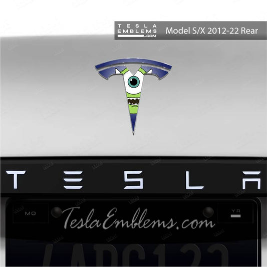 Monsters Inc Mike Tesla Emblem Decals (Front + Back) | Model S