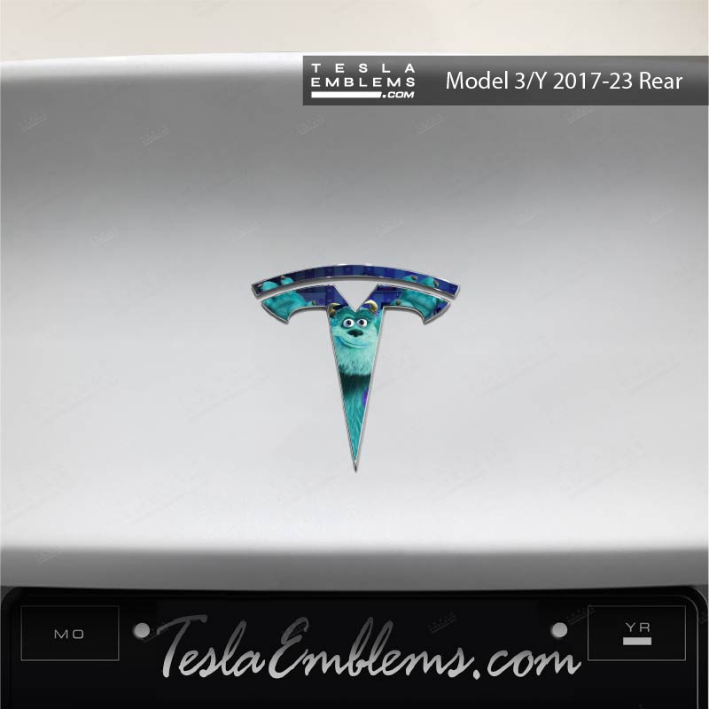 Monsters Inc Sully Tesla Emblem Decals (Front + Back) | Model Y