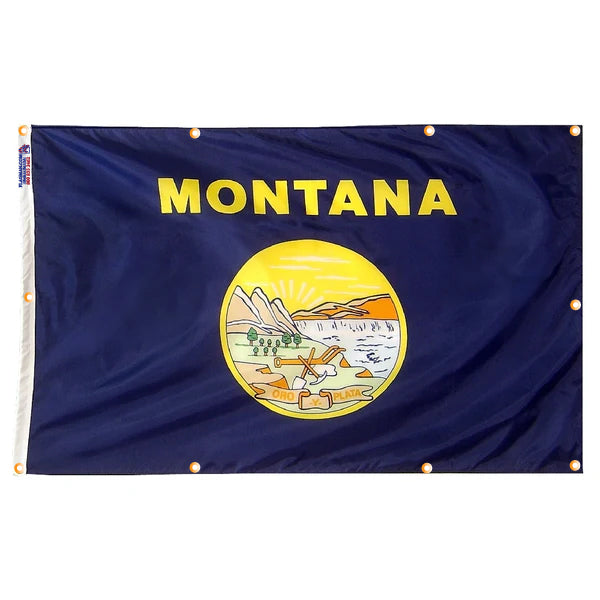 Montana Flag with Grommets Along the Edges for Wall Hanging