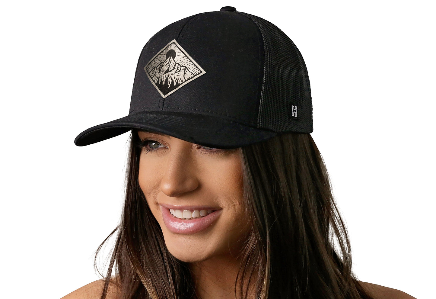 Diamond Mountain and Trees Trucker Hat | Black Outdoors Snapback