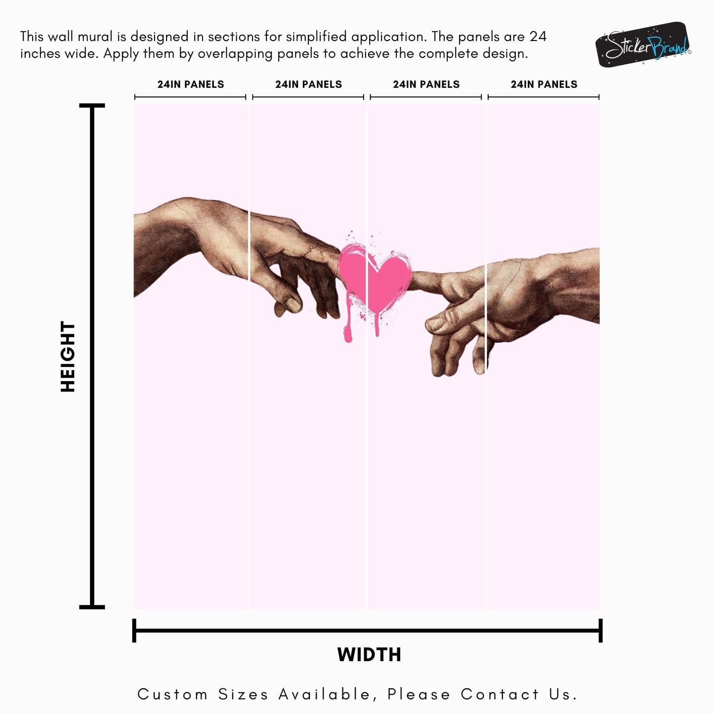 Pink Wallpaper Mural. Creation of Adam Wall Mural. Michelangelo Sistine Chapel. #6931