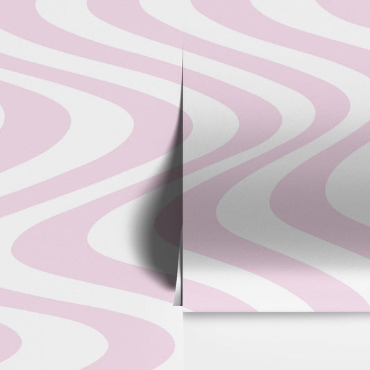Pink Swirly Lines Abstract Wallpaper Mural. #6635