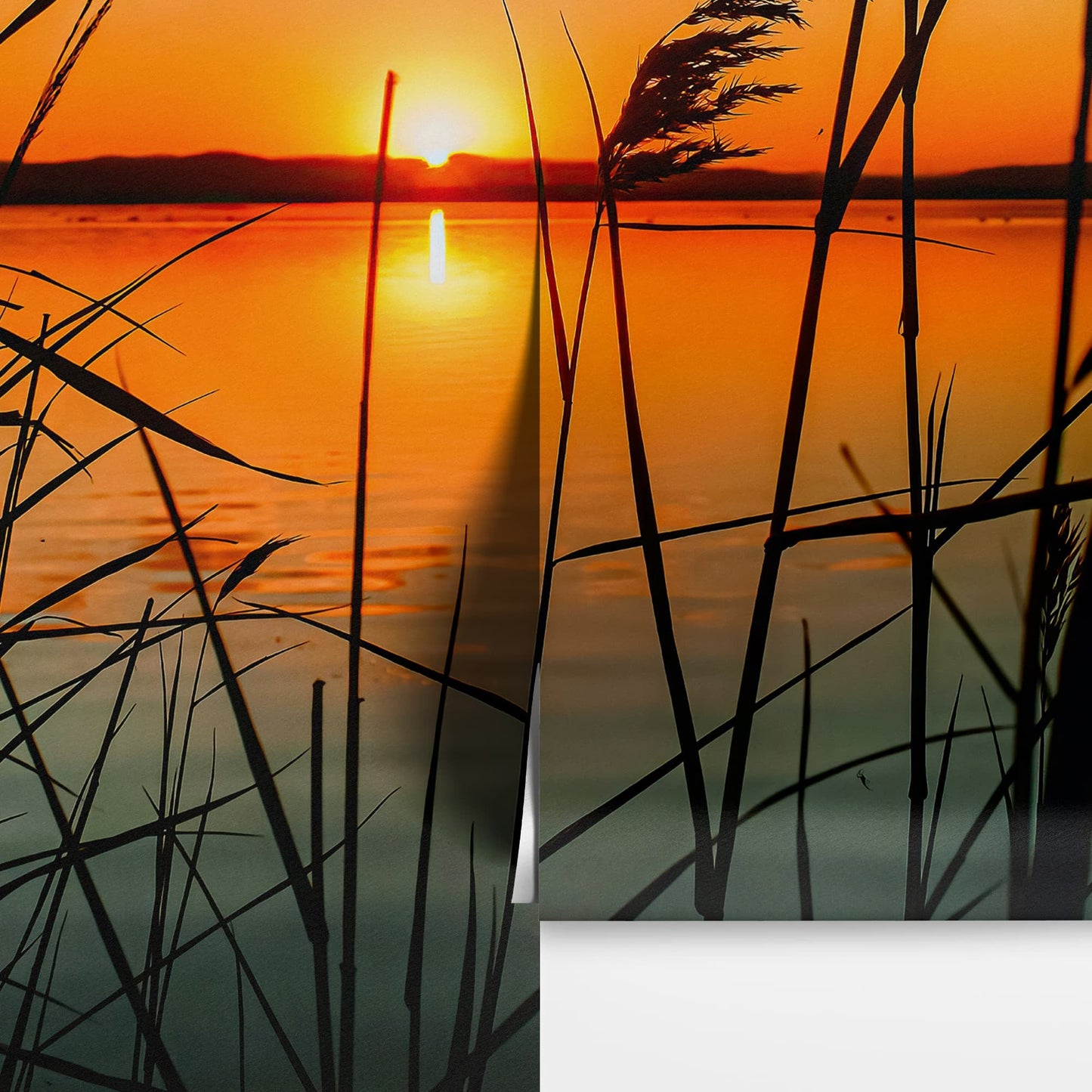 Lakeside Retreat with Sunset Over Lake Wallpaper Mural. #6920