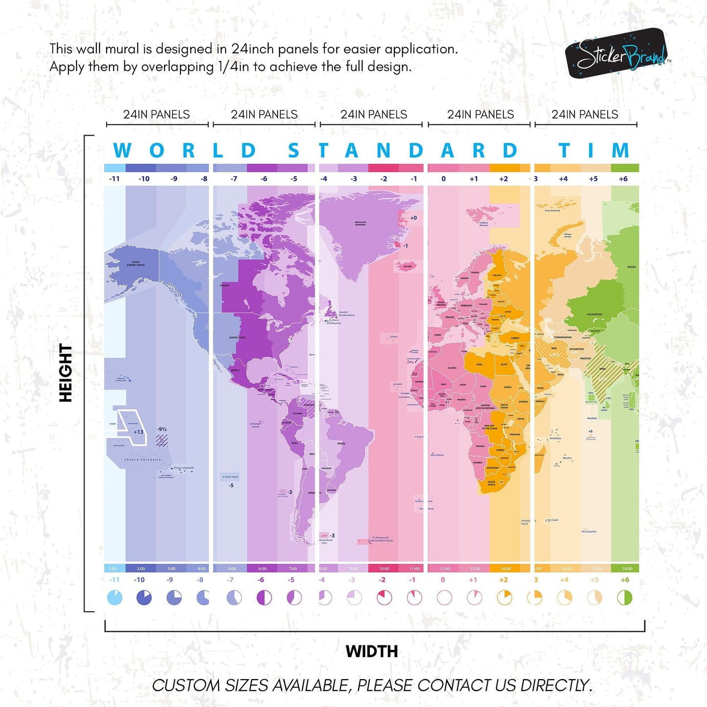 World Time Zone Wallpaper. Office Wall Mural. #6948