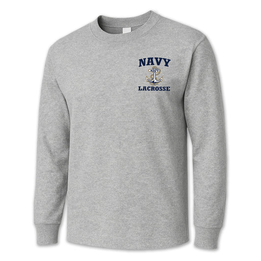 Navy Anchor Lacrosse Long Sleeve T-Shirt
