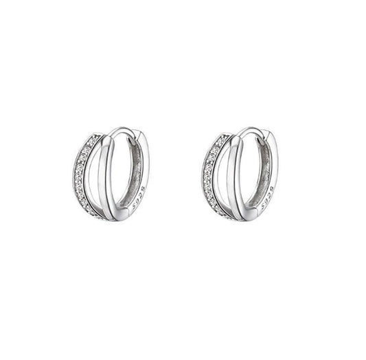 NAOMI - 925 Sterling Silver Zircon Hoop Earrings