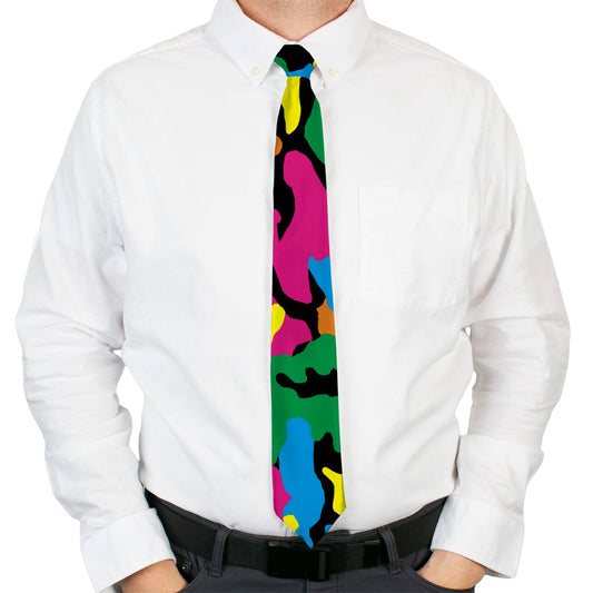 Buckle-Down Necktie - Camo Multi Neon