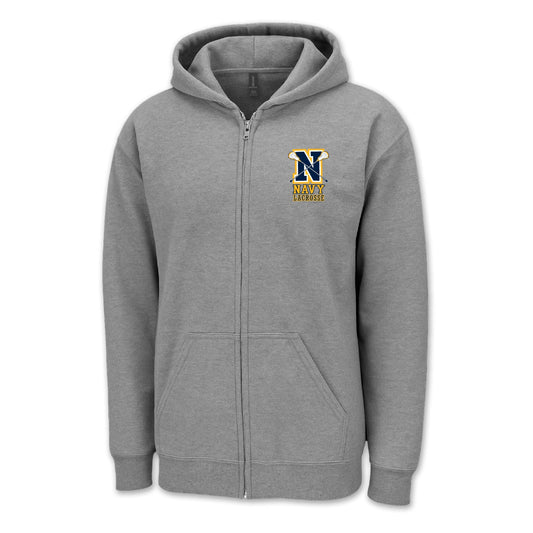 Navy Lacrosse Logo Full Zip Hood