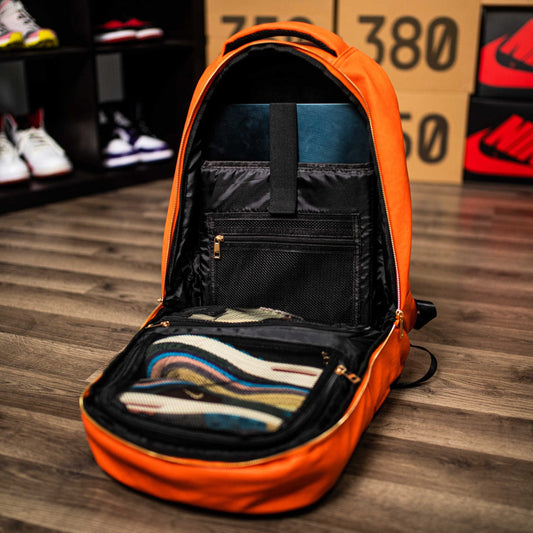 Orange Leather Commuter Bag