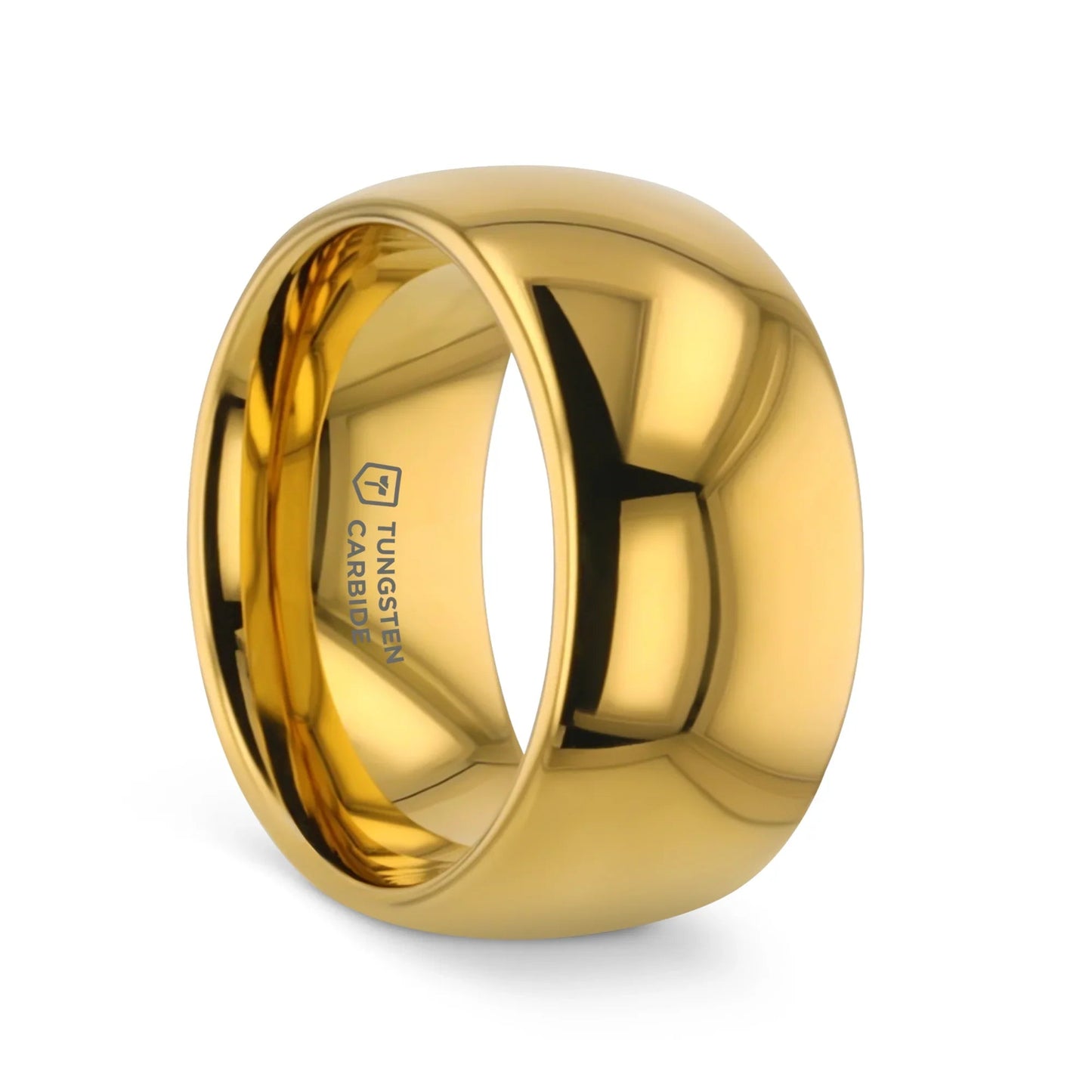 ORO Traditional Domed Gold-Plated Tungsten Carbide Wedding Ring, 4mm–10mm