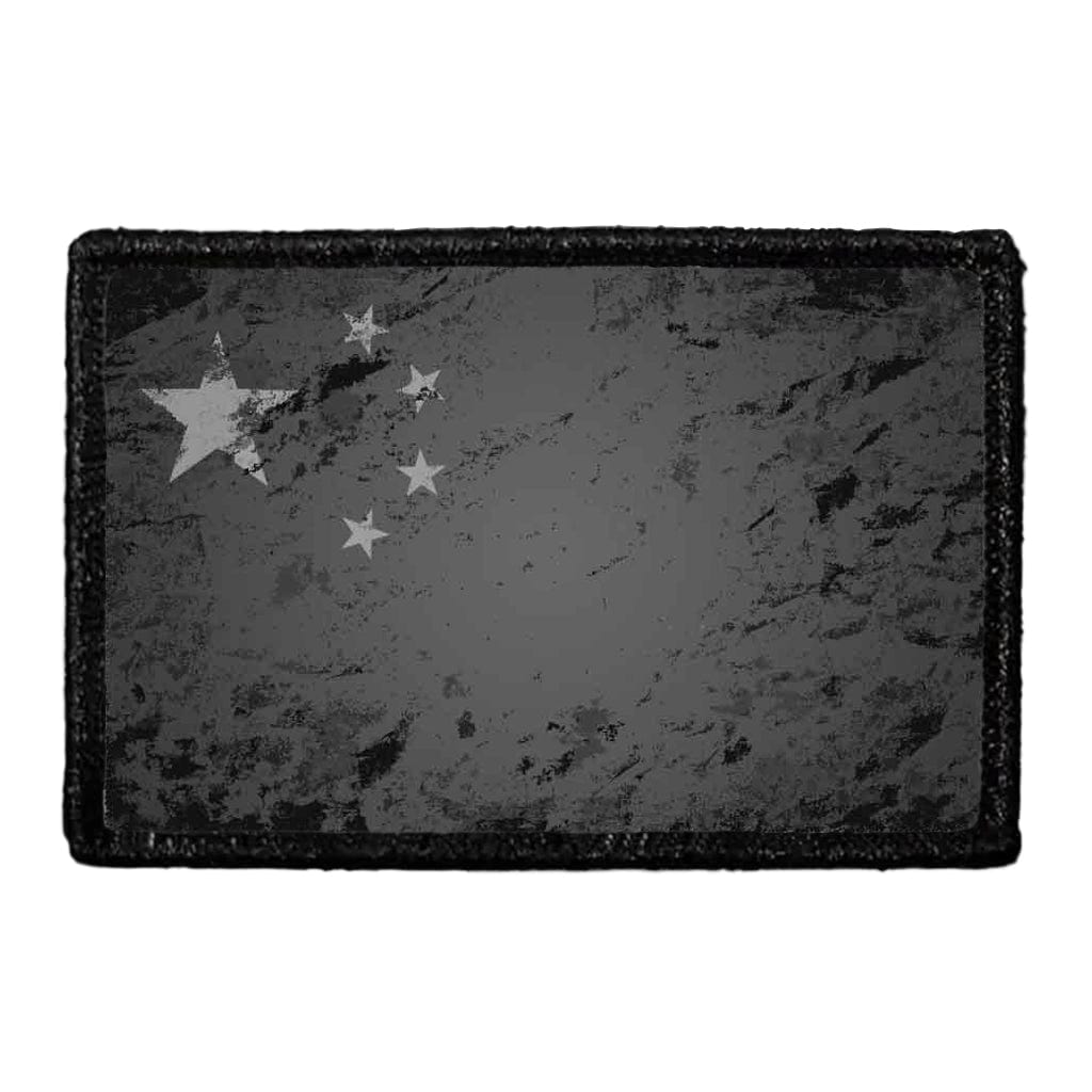 China Flag - Black and White - Distressed - Removable Patch